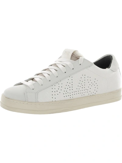 Shop P448 John Womens Leather Metallic Casual And Fashion Sneakers In White