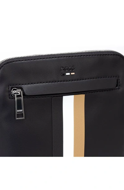 Shop Hugo Boss Ray Stripe Faux Leather Envelope Bag In Black