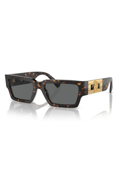 Versace 54mm Rectangular Sunglasses In Havana