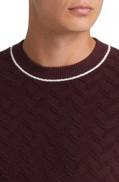 Shop Ted Baker Sepal Textured Crewneck Sweater In Deep Purple