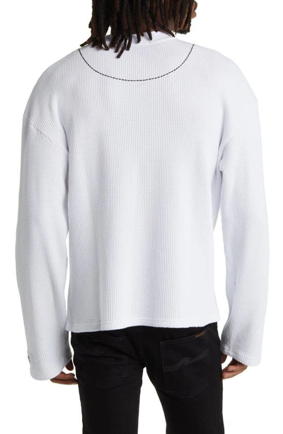 Shop Krost Thermal Knit Long Sleeve Cotton Pocket T-shirt In White