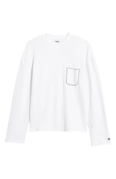 Shop Krost Thermal Knit Long Sleeve Cotton Pocket T-shirt In White