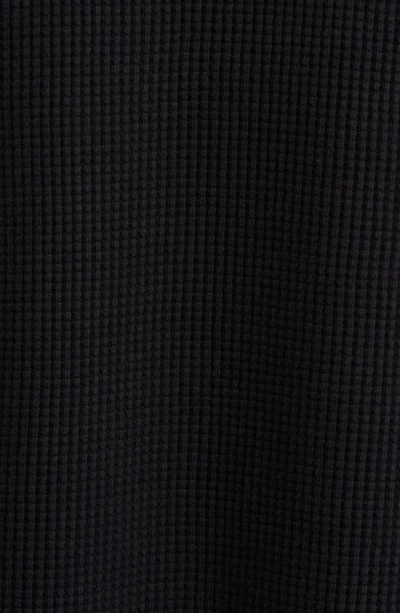 Shop Krost Thermal Knit Long Sleeve Cotton Pocket T-shirt In Black
