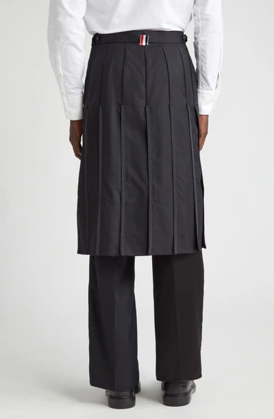 Shop Thom Browne Collage Pleated Wool Trouser Skirt In Black