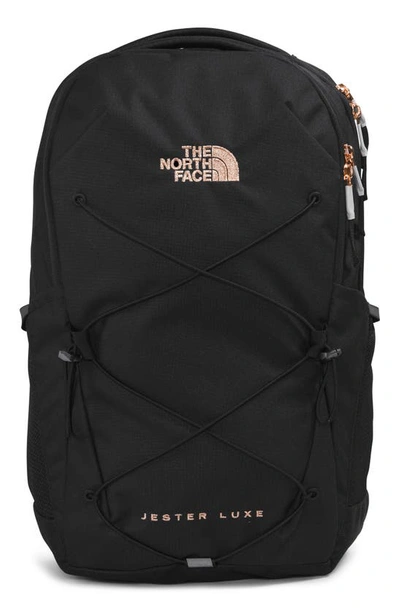 Shop The North Face Jester Luxe Backpack In Tnf Black/ Coral Metallic
