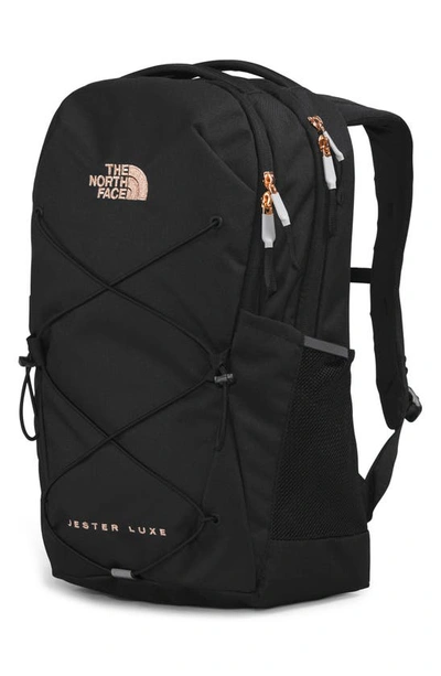 Shop The North Face Jester Luxe Backpack In Tnf Black/ Coral Metallic