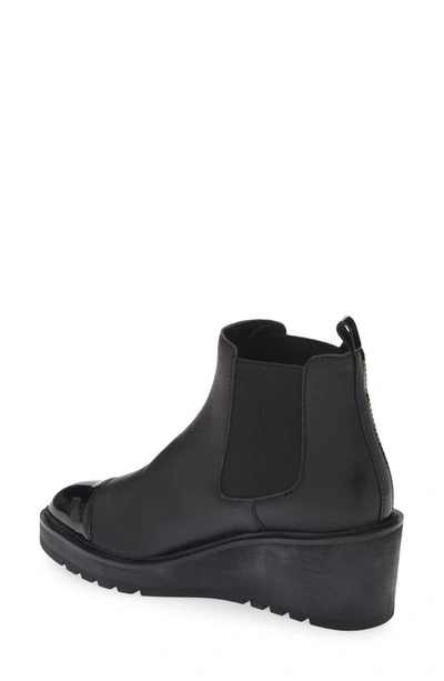 Shop Cecelia New York Gemmain Wedge Chelsea Boot In Black Leather/ Patent