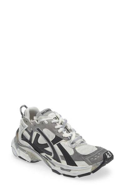 Shop Balenciaga Runner Sneaker In Grey/ White/ Black