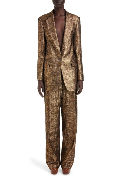 Shop Dries Van Noten Blanchet Metallic Tweed Blazer In Gold 954