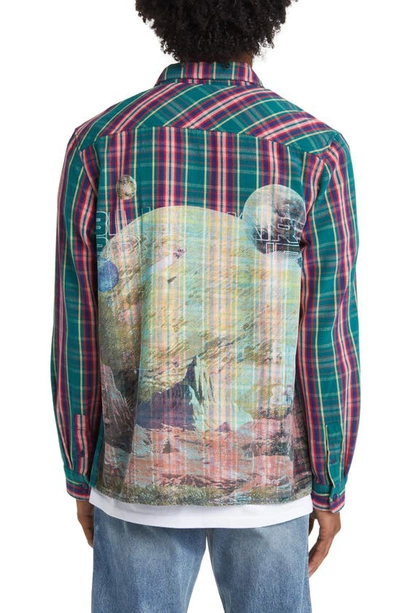 Billionaire Boys Club New World Plaid Graphic Button-up Shirt In Storm
