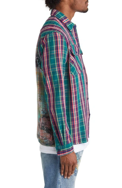 Billionaire Boys Club New World Plaid Graphic Button-up Shirt In Storm