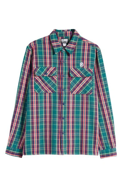 Billionaire Boys Club New World Plaid Graphic Button-up Shirt In Storm
