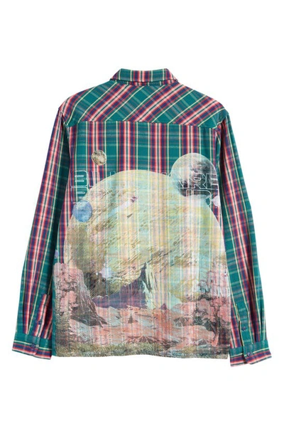 Billionaire Boys Club New World Plaid Graphic Button-up Shirt In Storm