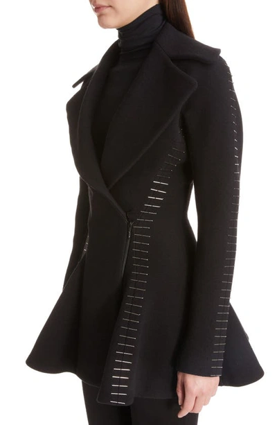 Shop Alaïa Pin Embroidered Flared Jacket In Noir Alaia