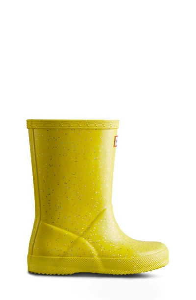 Shop Hunter Kids' Original First Classic Glitter Rain Boot In Illuminating Yellow