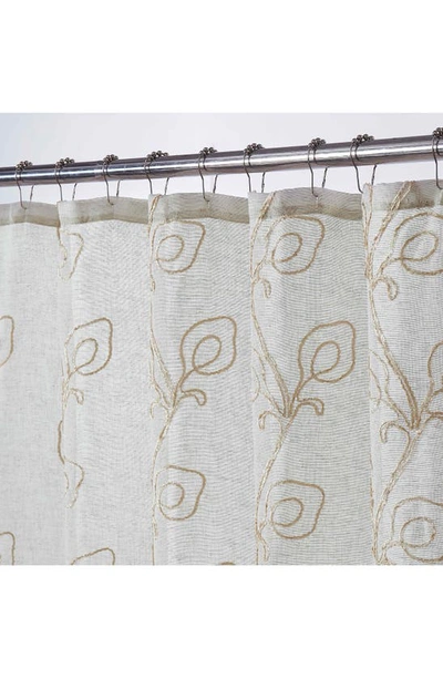 Dainty Home Stella Embroidered Shower Curtain In Linen