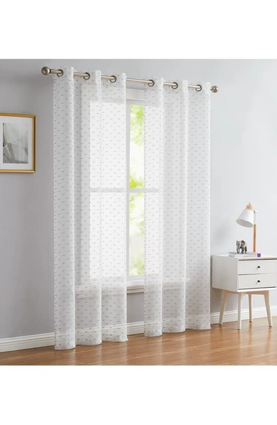Dainty Home Sprinkles Set Of 2 Metallic Sheer Panel Curtains In Silver