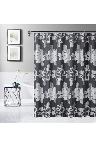 Shop Dainty Home Floral Park Shower Curtain In Charcoal