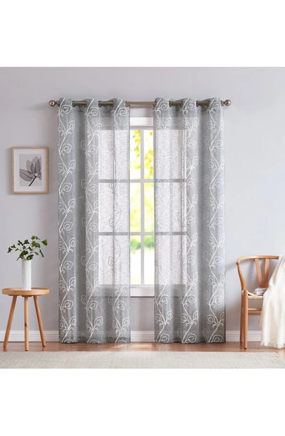 Shop Dainty Home Stella Set Of 2 Sheer Panel Curtains In Silver