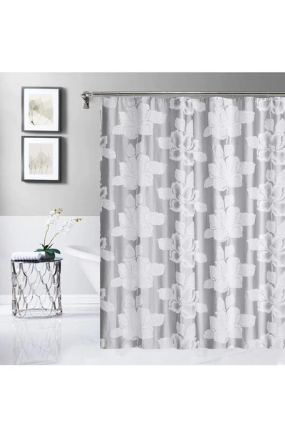 Shop Dainty Home Floral Park Shower Curtain In Silver