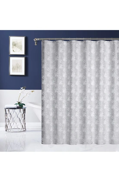 Shop Dainty Home Palm Print Shower Curtain In Silver