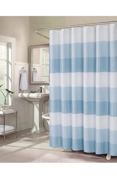 Shop Dainty Home Shades Ombré Waffle Texture Shower Curtain In Aqua