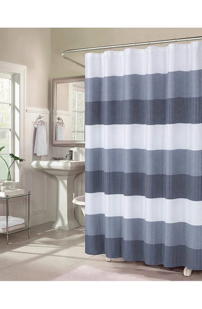 Shop Dainty Home Shades Ombré Waffle Texture Shower Curtain In Navy