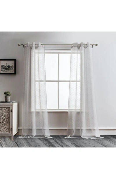 Shop Dainty Home Ribbons Set Of 2 Sheer Panel Curtains In Gray