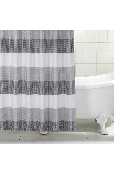 Dainty Home Shades Ombré Waffle Texture Shower Curtain In Grey
