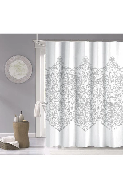 Shop Dainty Home Palace Print Shower Curtain In Silver