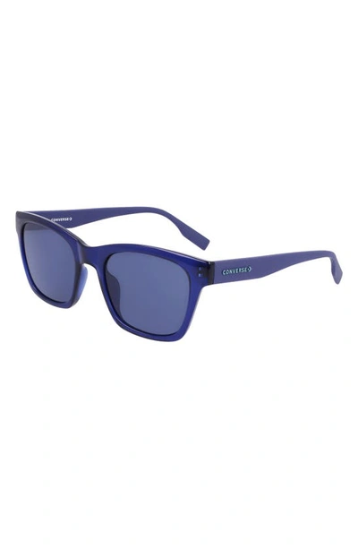 Shop Converse 53mm Rectangular Sunglasses In Crystal Midnight Navy