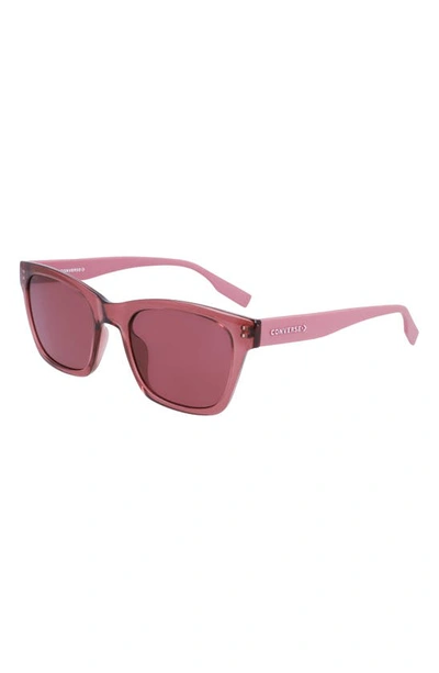 Shop Converse 53mm Rectangular Sunglasses In Crystal Pink Aura