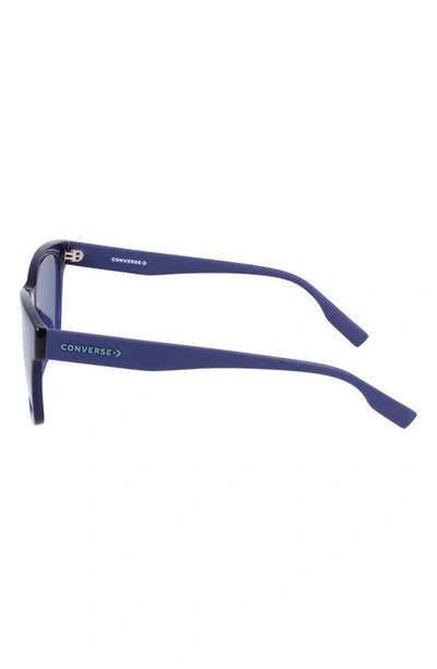 Shop Converse 53mm Rectangular Sunglasses In Crystal Midnight Navy