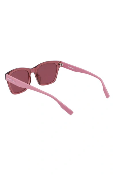 Shop Converse 53mm Rectangular Sunglasses In Crystal Pink Aura