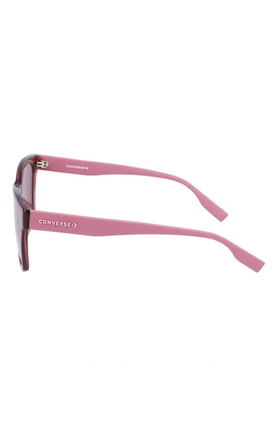 Shop Converse 53mm Rectangular Sunglasses In Crystal Pink Aura