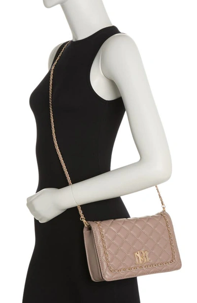 Shop Badgley Mischka Chain Quilt Faux Leather Crossbody Bag In Taupe
