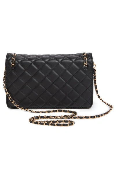 Shop Badgley Mischka Chain Quilt Faux Leather Crossbody Bag In Black