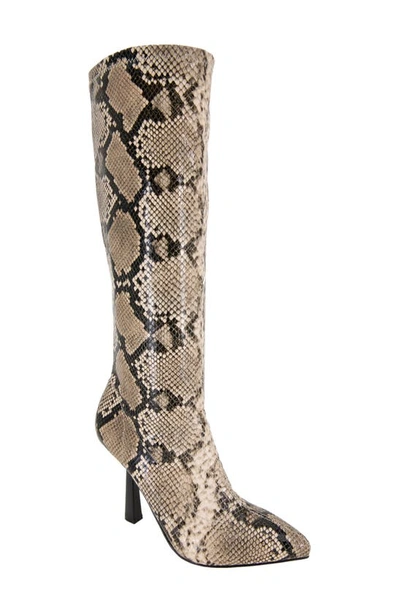Shop Bcbgeneration Isra Knee High Pointed Toe Boot In Natural Snake
