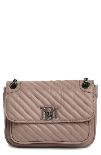 Shop Badgley Mischka Quilted Flap Crossbody Bag In Taupe