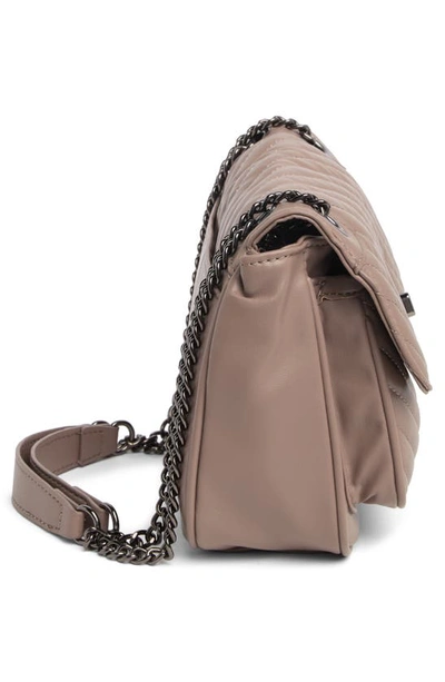 Shop Badgley Mischka Quilted Flap Crossbody Bag In Taupe