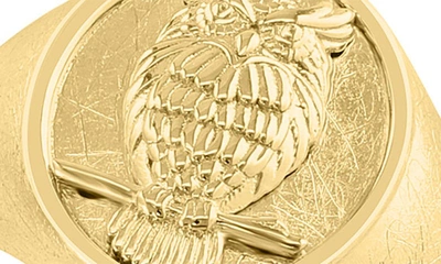 Shop Effy Owl Signet Ring In Gold
