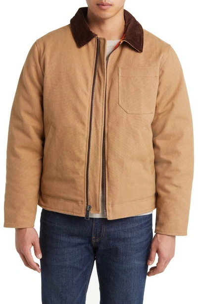 Shop Schott Union Cotton Canvas Down Work Jacket In Khaki