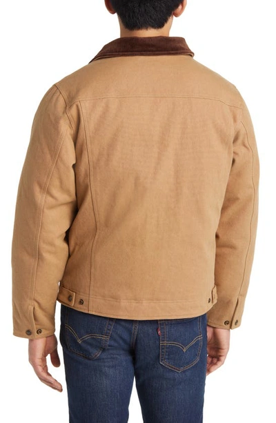 Schott Union Cotton Canvas Down Work Jacket In Khaki