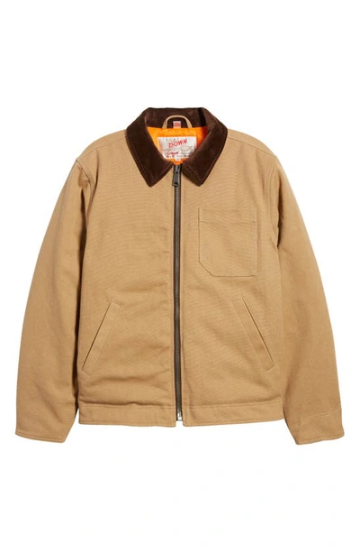 Shop Schott Union Cotton Canvas Down Work Jacket In Khaki