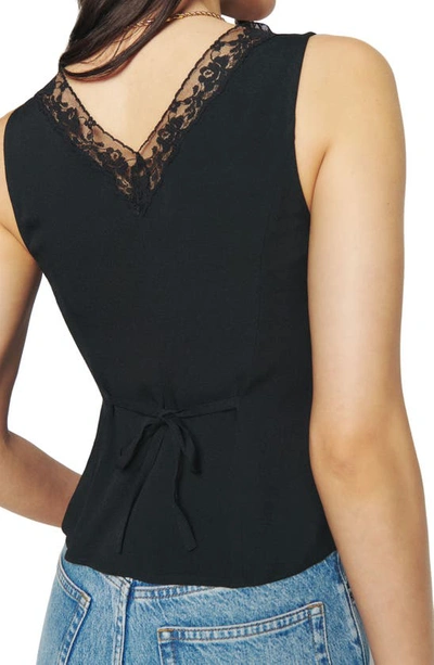 Shop Reformation Cristina Floral Sleeveless Blouse In Black