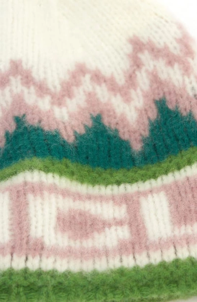 Moncler Logo Intarsia Knit Wool Beanie In White Print