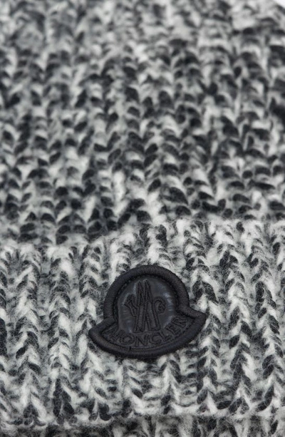 Shop Moncler Creativo Logo Patch Wool Blend Beanie In Grey