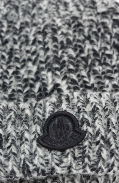 Moncler Creativo Logo Patch Wool Blend Beanie In Grey