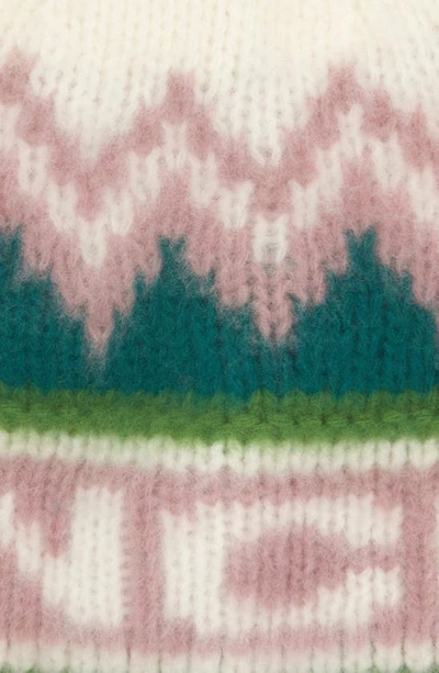 Moncler Logo Intarsia Knit Wool Beanie In White Print