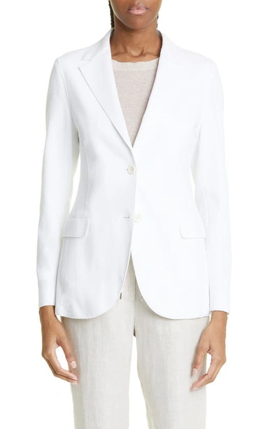 Shop Eleventy Single Breasted Cotton Blend Blazer In 00 - White